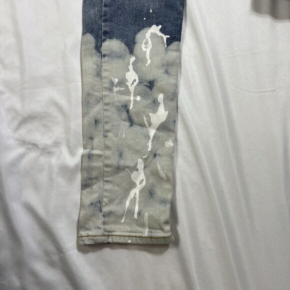 KDNK Men's Jeans Skinny Fit Paint Bleached Destroyed Zip Ankle 30"/31" Stretch - Picture 5 of 11